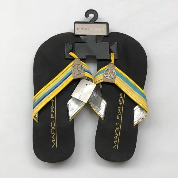 NEW Marc Fisher blue multi fabric sandals - Picture 1 of 7